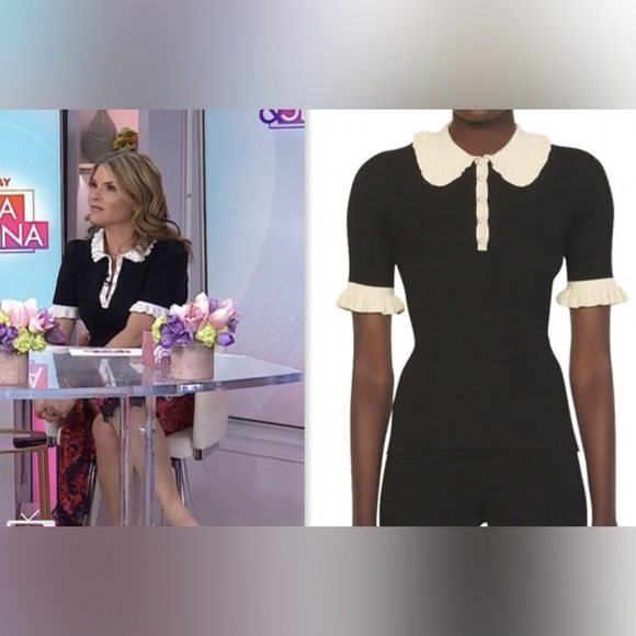 Sandro Solage Ruffle Peter Pan Collar Knit Top. Size 1 $220 - Picture 1 of 6